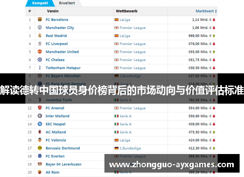 解读德转中国球员身价榜背后的市场动向与价值评估标准 解读德转中国球员身价榜背后的市场动向与价值评估标准